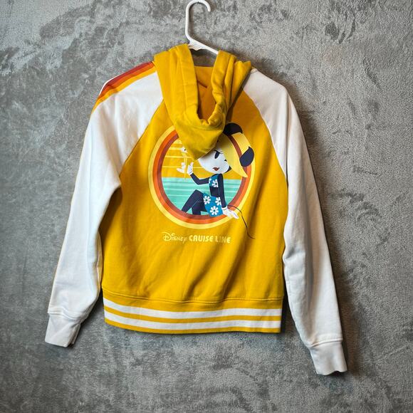 Disney Cruise Line Zip Up Hoodie Yellow White Minnie Mouse Ice Cream Medium - Picture 5 of 8